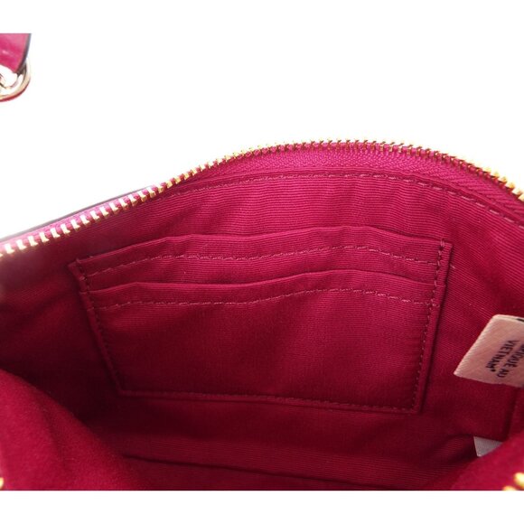 COACH Cranberry Pebbled Leather Natural Shearling Small Wristlet NWT - Picture 10 of 13
